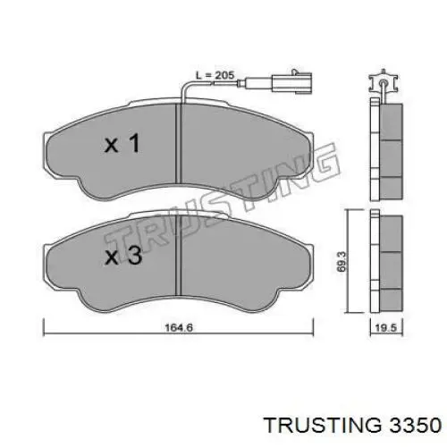 Задние тормозные колодки 3350 Trusting