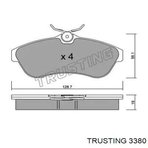 Передние тормозные колодки 3380 Trusting