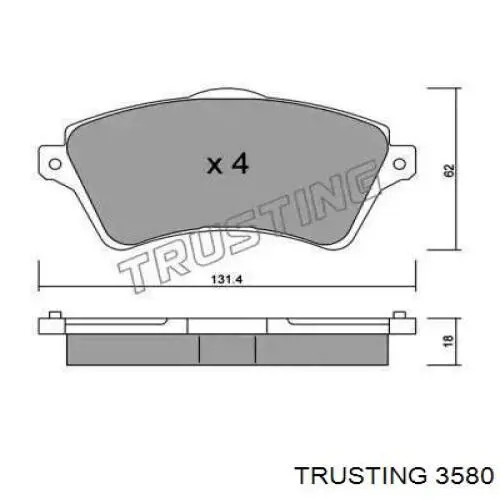 Передние тормозные колодки 3580 Trusting