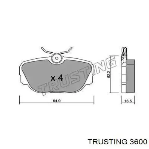 Задние тормозные колодки 3600 Trusting