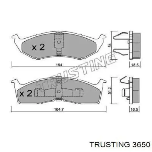 Передние тормозные колодки 3650 Trusting