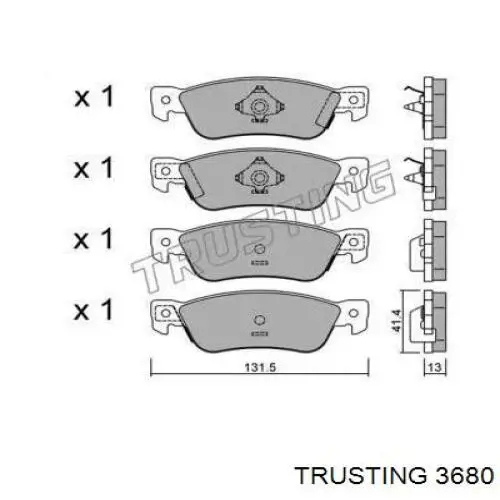 Задние тормозные колодки 3680 Trusting