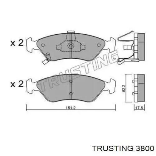 Передние тормозные колодки 3800 Trusting