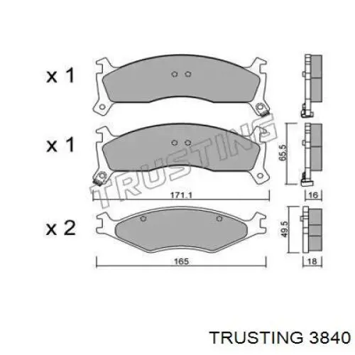 Передние тормозные колодки 3840 Trusting