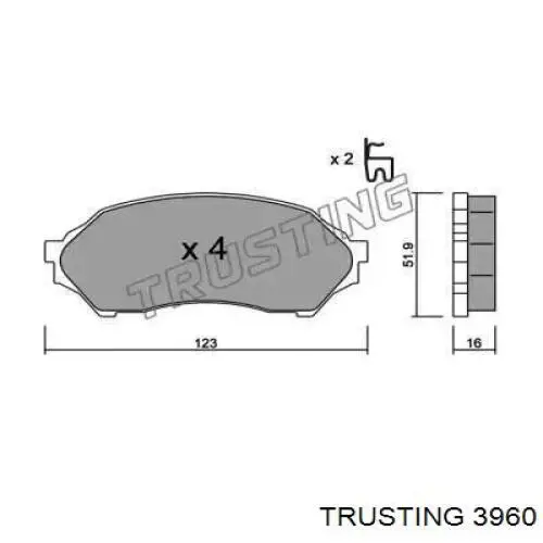 Передние тормозные колодки 3960 Trusting