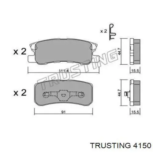 Задние тормозные колодки 4150 Trusting