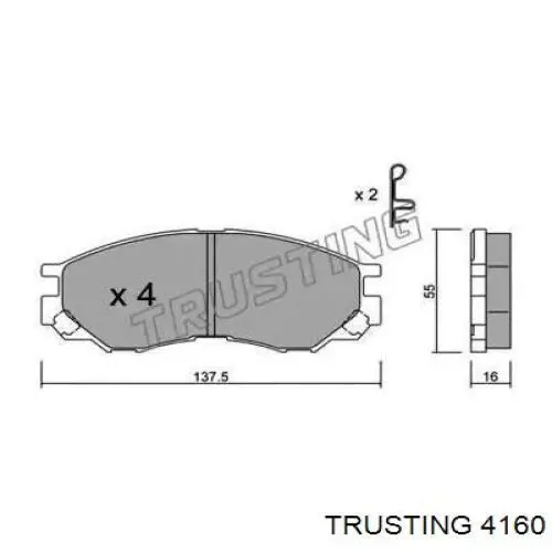 416.0 Trusting колодки тормозные передние дисковые