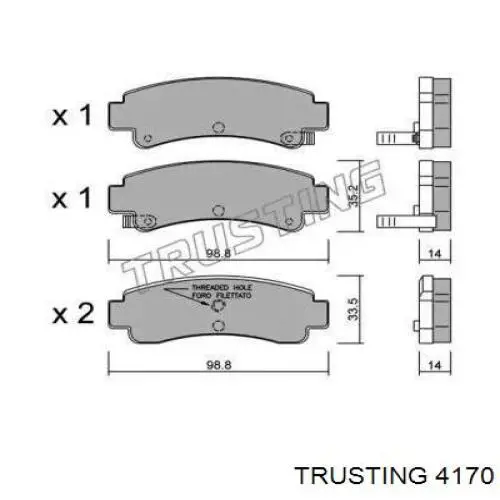 Задние тормозные колодки 4170 Trusting