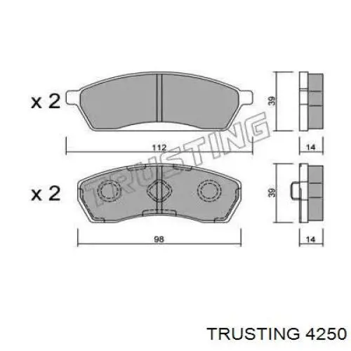 Передние тормозные колодки 4250 Trusting