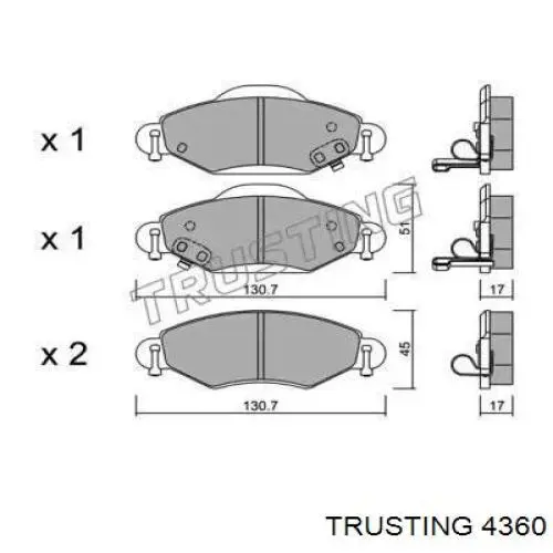 Передние тормозные колодки 4360 Trusting