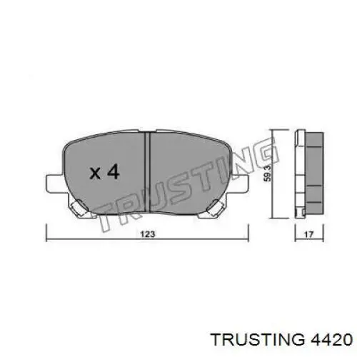 442.0 Trusting колодки тормозные передние дисковые