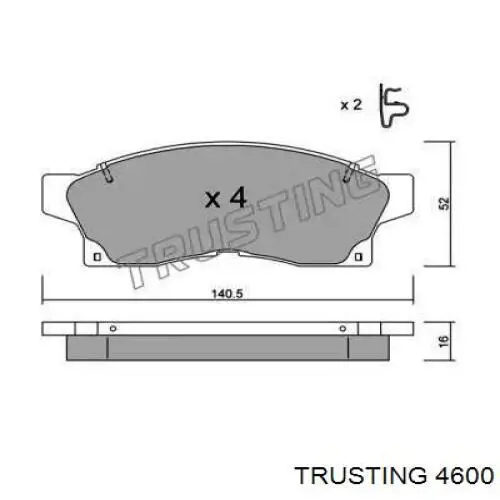 Передние тормозные колодки 4600 Trusting