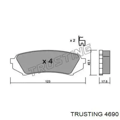 Задние тормозные колодки 4690 Trusting