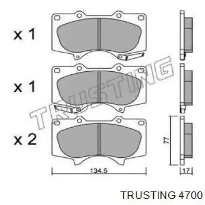 Sapatas do freio dianteiras de disco Trusting 4700 preço, a partir de 44,18 USD