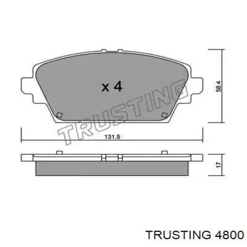 Передние тормозные колодки 4800 Trusting