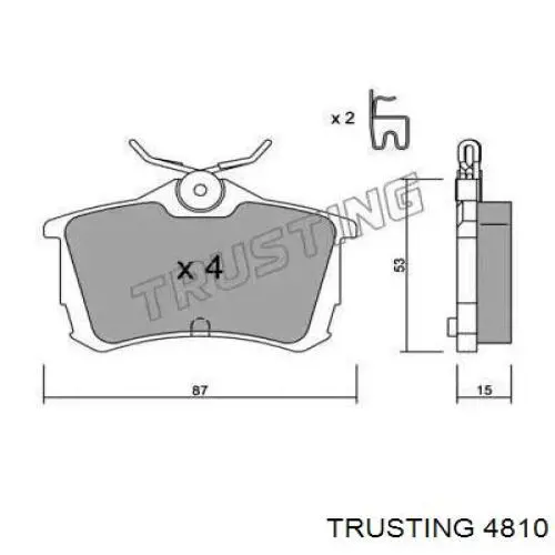 Задние тормозные колодки 4810 Trusting