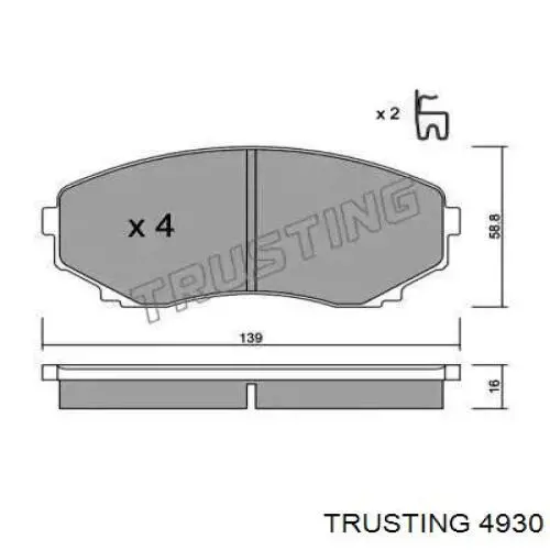 Передние тормозные колодки 4930 Trusting