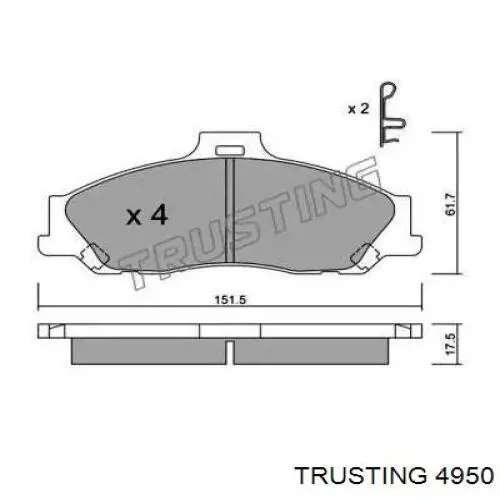 Передние тормозные колодки 4950 Trusting