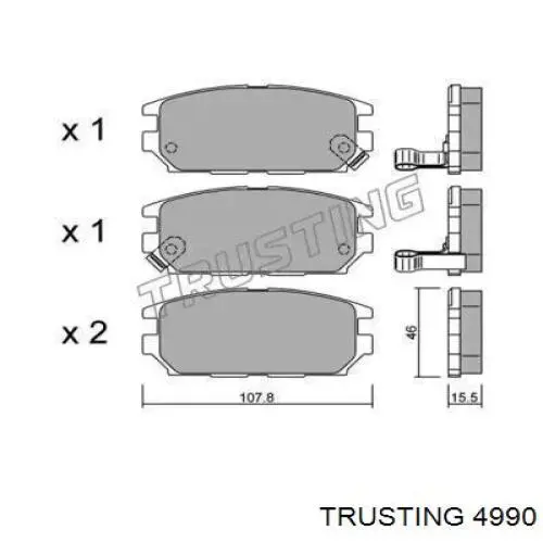 Задние тормозные колодки 4990 Trusting