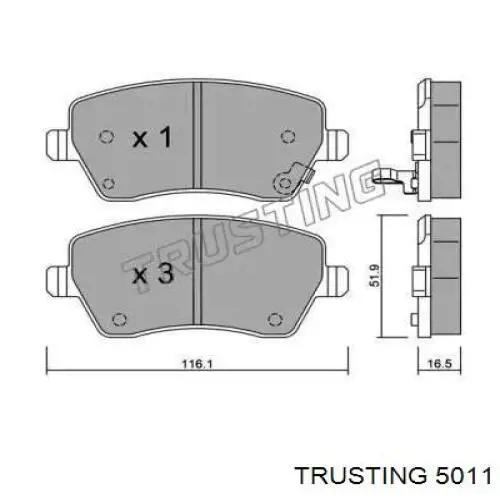 501.1 Trusting колодки тормозные передние дисковые
