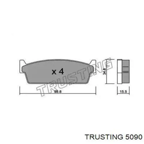 Задние тормозные колодки 5090 Trusting