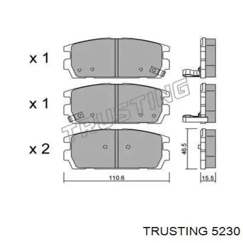 Задние тормозные колодки 5230 Trusting