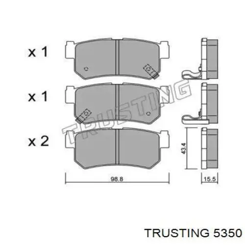 535.0 Trusting колодки тормозные задние дисковые