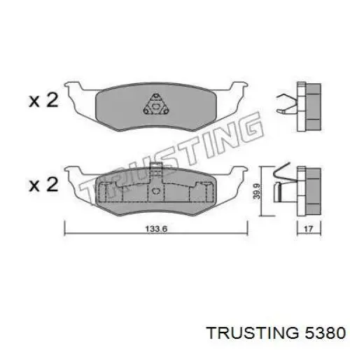 Задние тормозные колодки 5380 Trusting