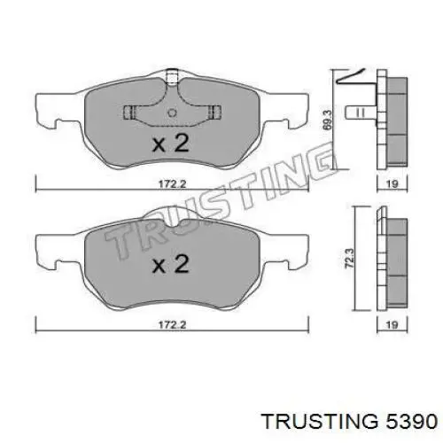 Передние тормозные колодки 5390 Trusting