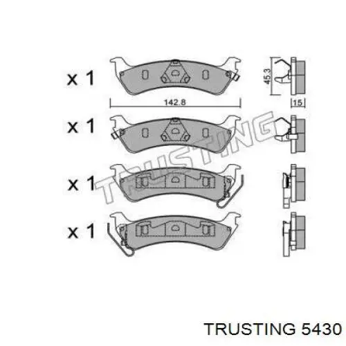 Задние тормозные колодки 5430 Trusting