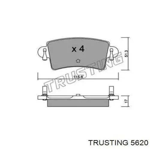 Задние тормозные колодки 5620 Trusting