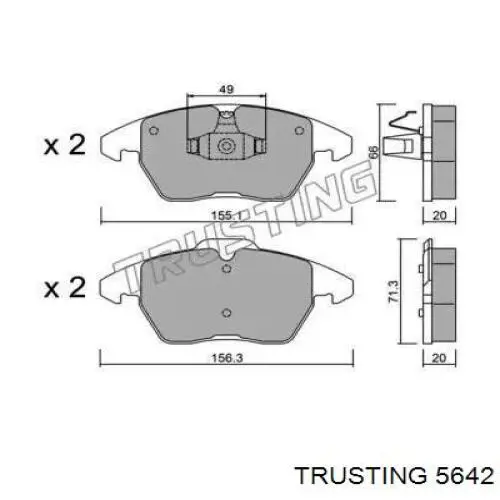 Передние тормозные колодки 5642 Trusting