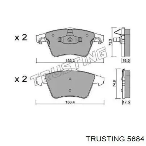 Передние тормозные колодки 5684 Trusting