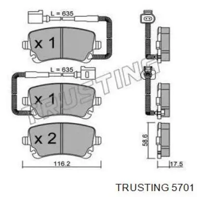 Задние тормозные колодки 5701 Trusting