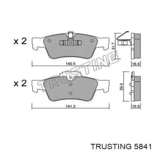 Задние тормозные колодки 5841 Trusting