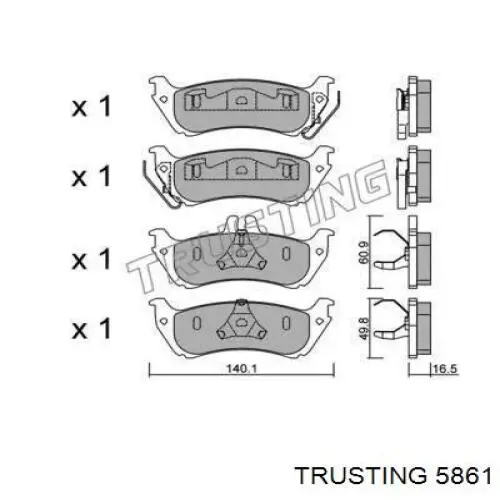 Задние тормозные колодки 5861 Trusting