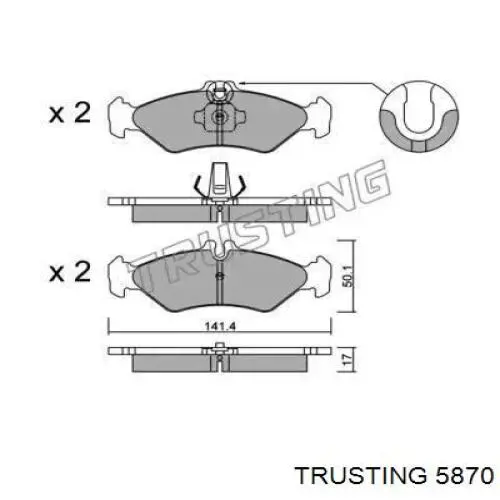 Задние тормозные колодки 5870 Trusting