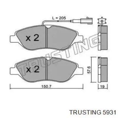 Передние тормозные колодки 5931 Trusting