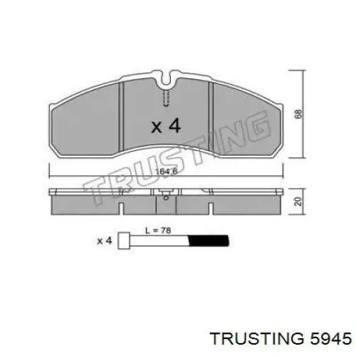 Передние тормозные колодки 5945 Trusting