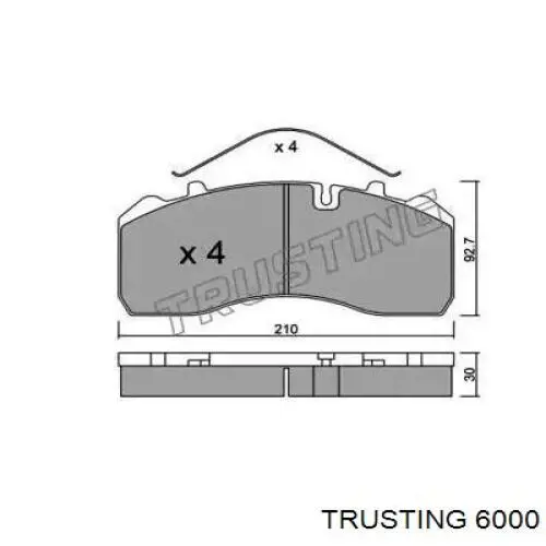 600.0 Trusting колодки тормозные передние дисковые