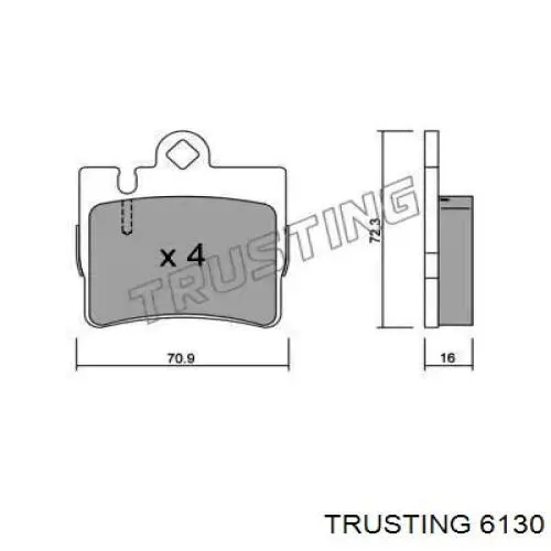 Задние тормозные колодки 6130 Trusting