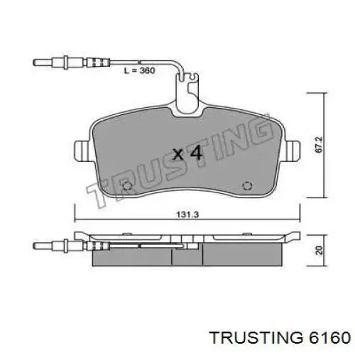 616.0 Trusting колодки тормозные задние барабанные, в сборе с цилиндрами, комплект