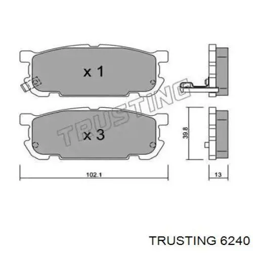 Задние тормозные колодки 6240 Trusting