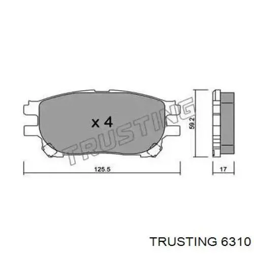 631.0 Trusting колодки тормозные передние дисковые