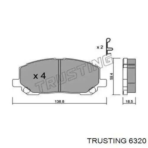 Передние тормозные колодки 6320 Trusting