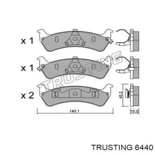 Задние барабанные колодки 6440 Trusting