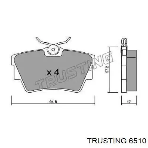 Задние тормозные колодки 6510 Trusting