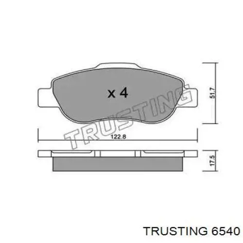 Передние тормозные колодки 6540 Trusting