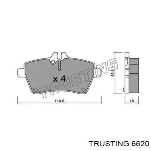 Передние тормозные колодки 6620 Trusting