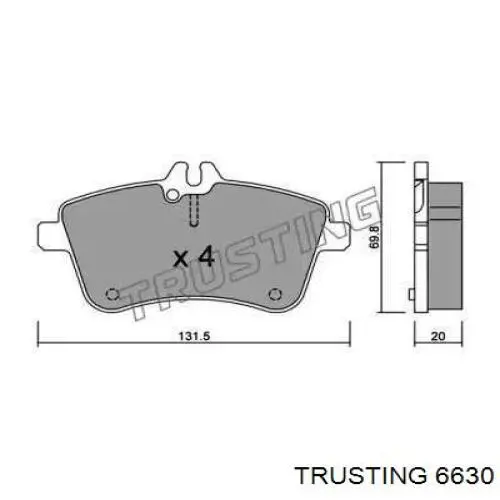 Передние тормозные колодки 6630 Trusting